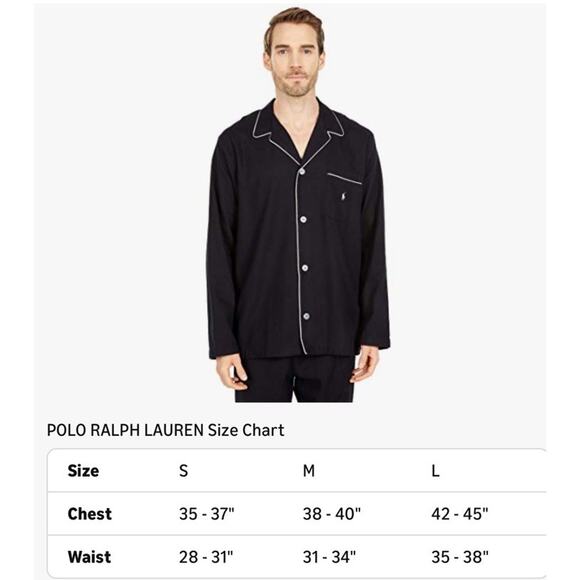 Polo Ralph Lauren Men’s Black Pajama Shirt XL Sleepwear Button Front Cotton - Picture 2 of 11